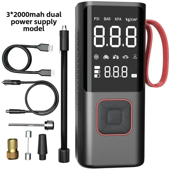 3in1 Kablosuz Usb Type-C 3*2000Mah Göstergeli Oto Lastik Hava Pompası - 7