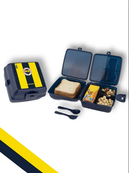 Fenerbahçe Taraftar Çubuklu 4 bölmeli Beslenme Kutusu Çubuklu 500 Ml Matara Kırtasiye Seti - 3
