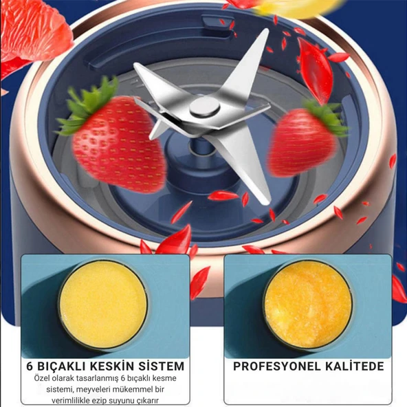 Coofbe 2 Bardaklı 400Ml Kişisel Şarjlı Blender Taşınabilir Smoothies Blender Meyve Sıkacağı 21000Rpm - Resim 3