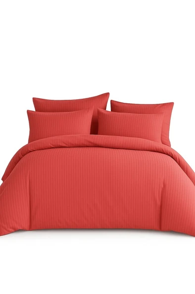 Çift Kişilik Çizgili Saten Nevresim Takımı %100 Pamuk 200x220 - Yumuşak Dokulu Lüks Nevresim Takımı - 3