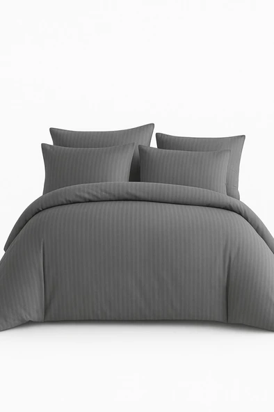 Çift Kişilik Çizgili Saten Nevresim Takımı %100 Pamuk 200x220 - Yumuşak Dokulu Lüks Nevresim Takımı - 2