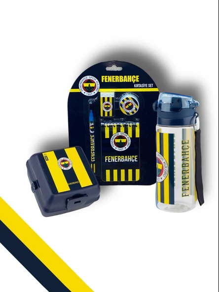 Fenerbahçe Taraftar Çubuklu 4 bölmeli Beslenme Kutusu Çubuklu 500 Ml Matara Kırtasiye Seti - 2