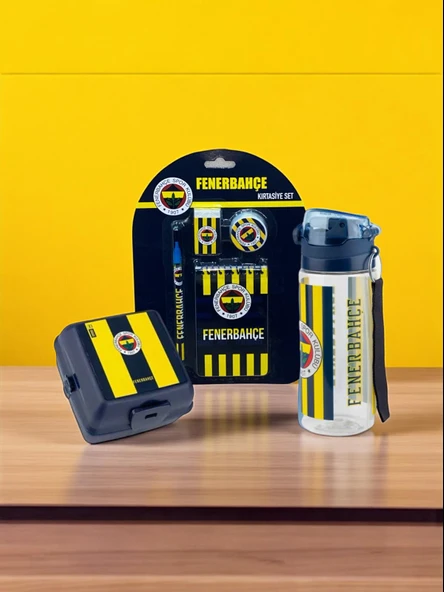 Fenerbahçe Taraftar Çubuklu 4 bölmeli Beslenme Kutusu Çubuklu 500 Ml Matara Kırtasiye Seti
