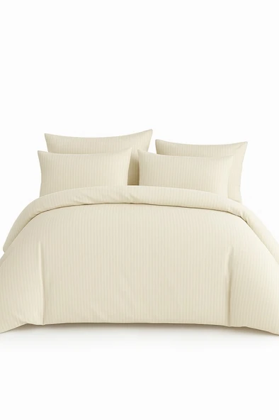 Çift Kişilik Çizgili Saten Nevresim Takımı %100 Pamuk 200x220 - Yumuşak Dokulu Lüks Nevresim Takımı - 4