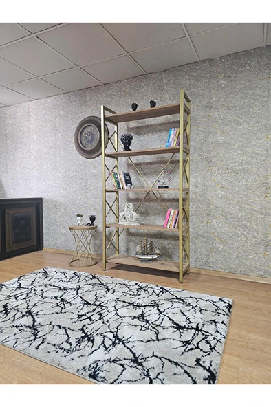 Gold Boyalı Kitaplık - 5 Raflı Suntalem Lüks Kitaplık Atlas Çam - 3