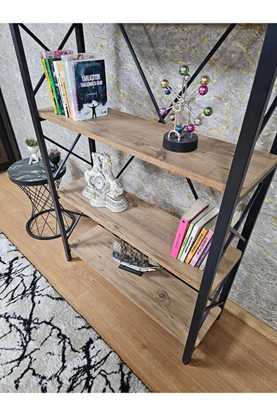 Siyah Boyalı Kitaplık - 5 Raflı Suntalem Lüks Kitaplık Atlas Çam - 4