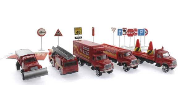 OMZ Die Cast Metal 20 Parça İtfaiye Seti - Tankerli Kız Erkek Çocuk Oyuncak Eğitici Oyuncaklar ürün görseli 1