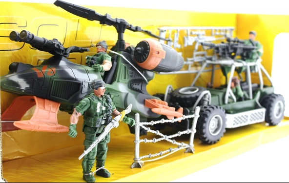OMZ Buggy ve Helikopterli Askeri Oyun Seti Kız Erkek Çocuk Oyuncak Eğitici Oyuncaklar - Resim 3