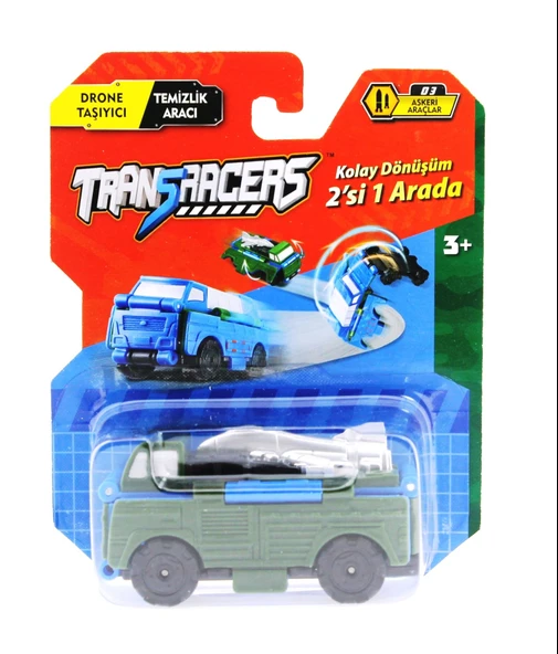OMZ Transracers Dönüşen Araçlar Askeri Araçlar Drone / Temizlik Aracı Kız Erkek Çocuk Oyuncak Eğitici Oy ürün görseli 1