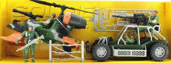 OMZ Buggy ve Helikopterli Askeri Oyun Seti Kız Erkek Çocuk Oyuncak Eğitici Oyuncaklar ürün görseli 1