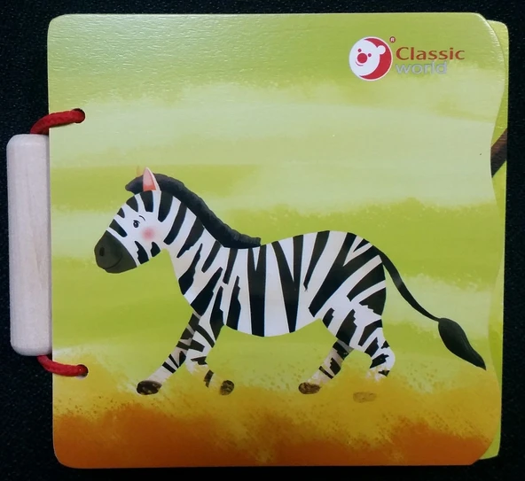 OMZ Classic World Ahşap Vahşi Hayvanlar Kitabım Kız Erkek Çocuk Oyuncak Eğitici Oyuncaklar - Resim 3