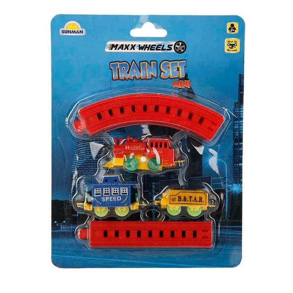 OMZ 2559 Maxx Wheels Mini Tren Seti 11 Parça -Sunman Kız Erkek Çocuk Oyuncak Eğitici Oyuncaklar - Resim 3