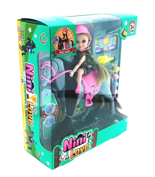 OMZ Nini Love Binici Bebek Gri At Kız Erkek Çocuk Oyuncak Eğitici Oyuncaklar - Resim 3