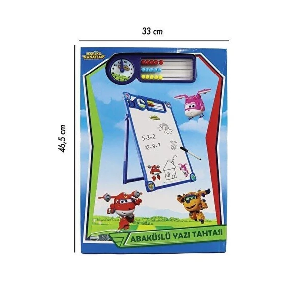OMZ Harika Kanatlar Abaküs ve Saatli Mıknatıslı Yazı Tahtası Kız Erkek Çocuk Oyuncak Eğitici Oyuncaklar - Resim 2