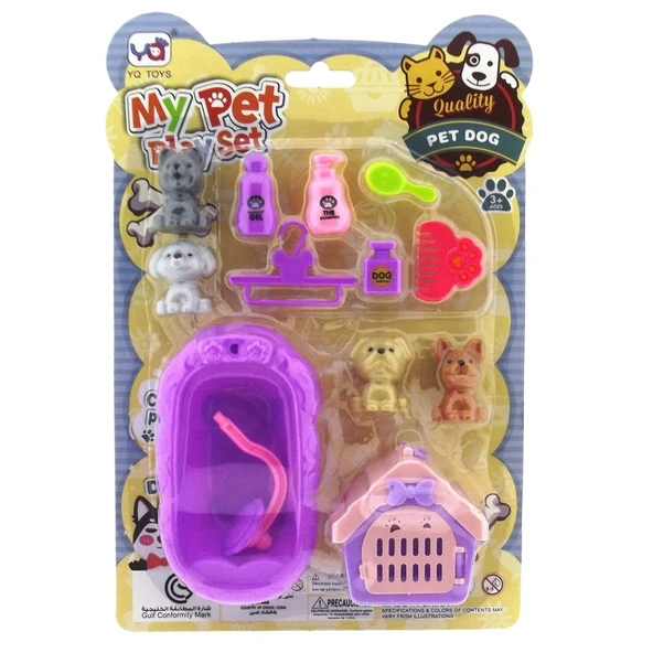 OMZ Mor Küvetli Evcil Hayvan Bakım Seti Kız Erkek Çocuk Oyuncak Eğitici Oyuncaklar