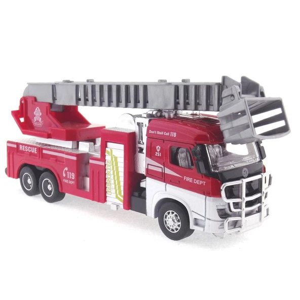 OMZ Die Cast Model Çek Bırak Asansörlü İtfaiye Kamyonu Kız Erkek Çocuk Oyuncak Eğitici Oyuncaklar