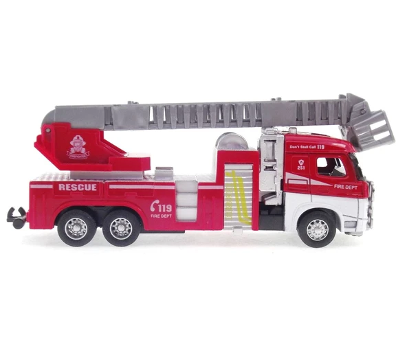 OMZ Die Cast Model Çek Bırak Asansörlü İtfaiye Kamyonu Kız Erkek Çocuk Oyuncak Eğitici Oyuncaklar - 3
