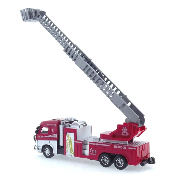 OMZ Die Cast Model Çek Bırak Asansörlü İtfaiye Kamyonu Kız Erkek Çocuk Oyuncak Eğitici Oyuncaklar - 2
