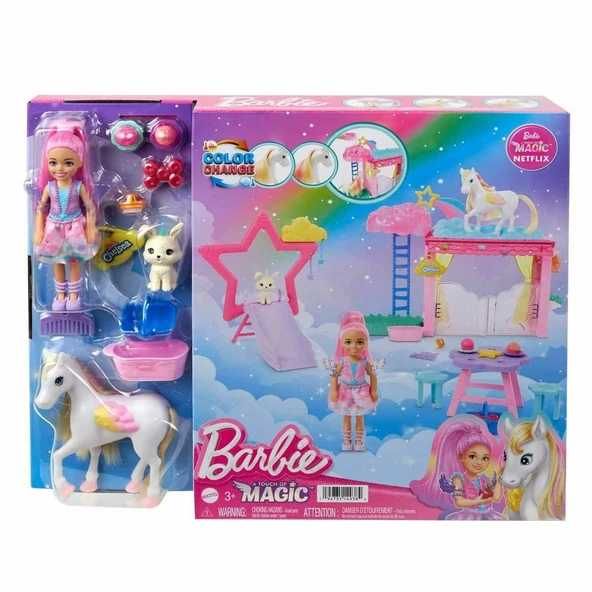 OMZ HNT67 Barbie A Touch Of Magic Chelsea ve Pegasus Oyun Seti Kız Erkek Çocuk Oyuncak Eğitici Oyuncakla ürün görseli 1