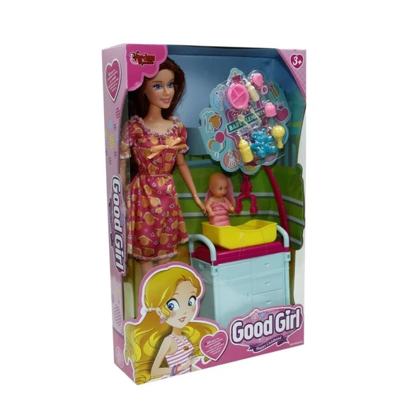 OMZ WG-115167 Kutulu 29cm Akesuarlı Beşikli Bebek Kız Erkek Çocuk Oyuncak Eğitici Oyuncaklar - Resim 2