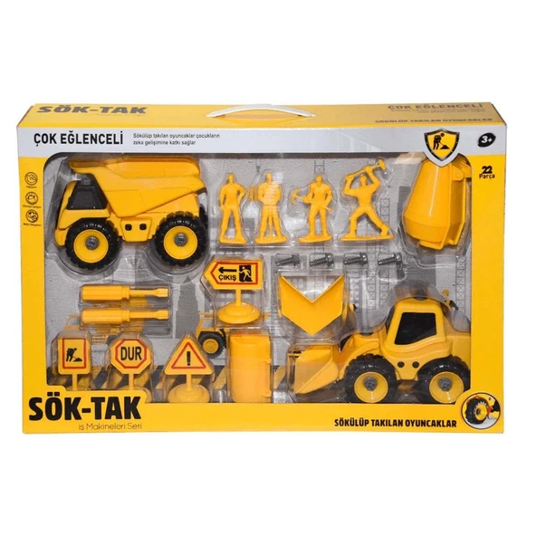 OMZ Sök Tak Dozer ve İnşaat Seti 22 Parça Kız Erkek Çocuk Oyuncak Eğitici Oyuncaklar - Resim 3