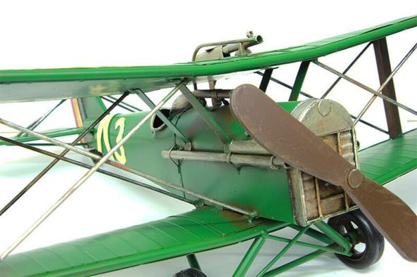 Metal Uçak Çift Kanatlı Biblo Dekoratif Hediyelik - Resim 4