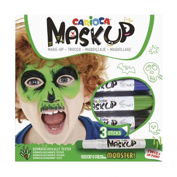 OMZ Carioca Mask Up Yüz Boyası 3 Renk Monster Kız Erkek Çocuk Oyuncak Eğitici Oyuncaklar - Resim 3