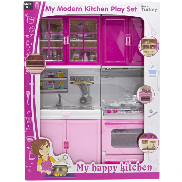 OMZ My Modern Kitchen Lavabolu Fırınlı 2'li Set Kız Erkek Çocuk Oyuncak Eğitici Oyuncaklar - Resim 2
