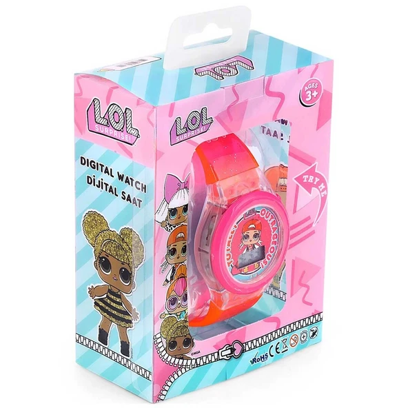 OMZ MiniFlak Lisanslı LOL Surprise LOL7210 Çocuk Pembe Işıklı Çocuk Kol Saati Kız Erkek Çocuk Oyuncak Eğ