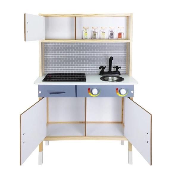 OMZ T1024 Ahşap Oyun Mutfağı -Okutan Hobi Kız Erkek Çocuk Oyuncak Eğitici Oyuncaklar - Resim 2