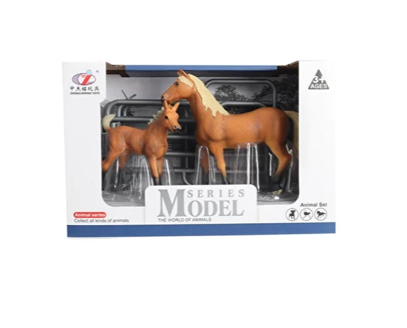 OMZ Model Hayvan Seti At ve Tay Kahverengi Kız Erkek Çocuk Oyuncak Eğitici Oyuncaklar ürün görseli 1