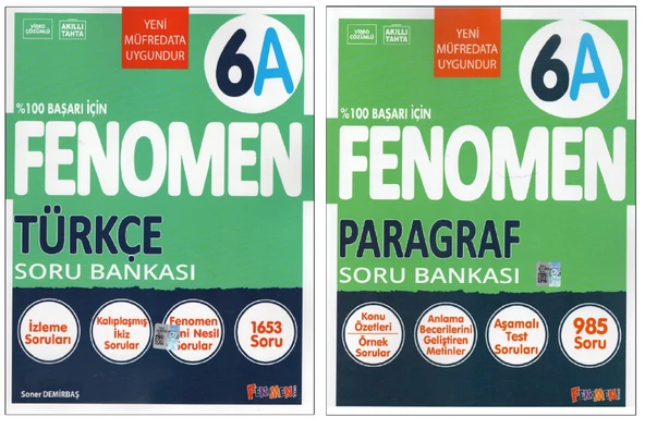 Fenomen 6.Sınıf 6A Türkçe+6A Paragraf Soru Bankaları (2 Kitap)