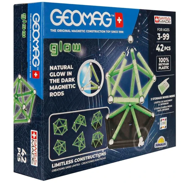 OMZ Geomag Glow Manyetik Zeka Oyunu 42 Parça S02000329 Kız Erkek Çocuk Oyuncak Eğitici Oyuncaklar ürün görseli
