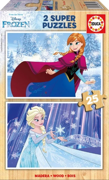 Educa 2x25 Parça Disney Frozen Ahşap Çocuk Yapboz