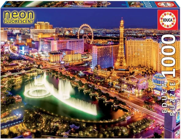 Educa Puzzle 16761 - 1000 Parça Las Vegas Karanlıkla Parlayan Neon Puzzle