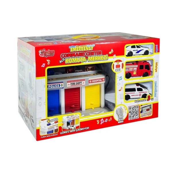 OMZ LFI-9555 Işıklı Müzikli İlk Yardım Garajı (Ambulans, Polis, İtfaiye Araçları) Kız Erkek Çocuk Oyunca ürün görseli 1
