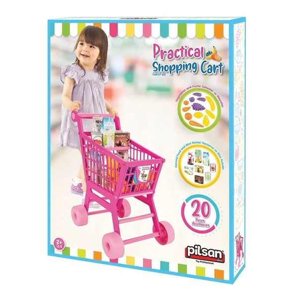 OMZ 07 608 Pratik Market Arabası Kız Erkek Çocuk Oyuncak Eğitici Oyuncaklar - Resim 3