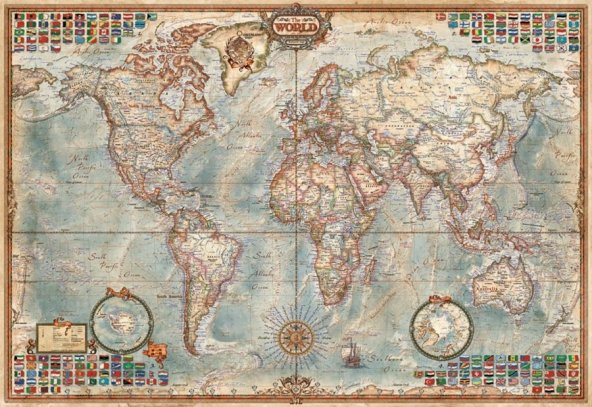 Educa 16764 Dünya Siyasi Haritası (1000 Parça Minyatür Puzzle)