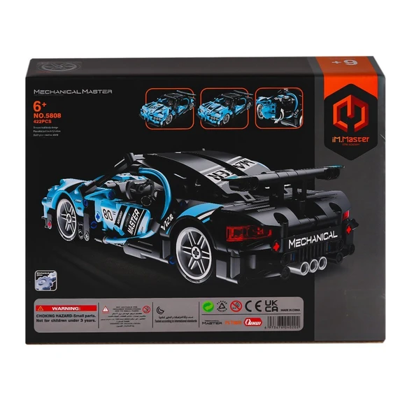 OMZ 5808 IMM Mekanik Master Blokları Süper araba Mavi 422 Parça Kız Erkek Çocuk Oyuncak Eğitici Oyuncakl - Resim 2