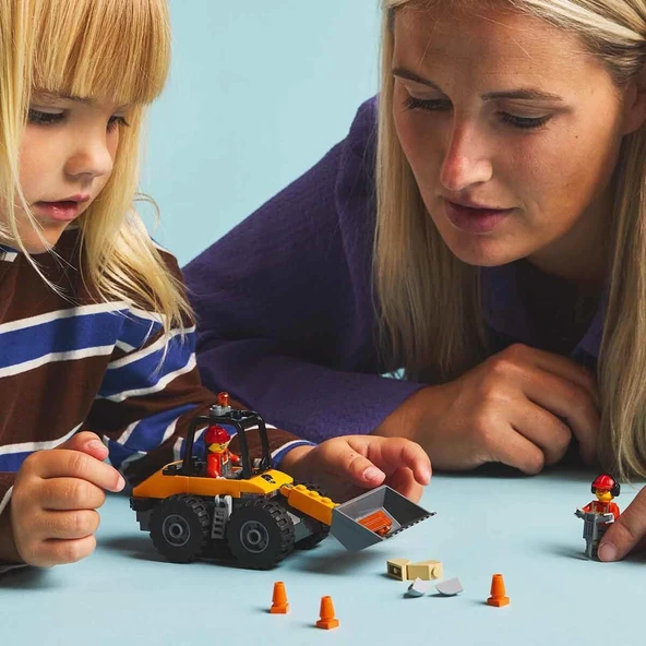 OMZ LEGO Sarı Tekerlekli İnşaat Yükleyicisi 60450 Kız Erkek Çocuk Oyuncak Eğitici Oyuncaklar - Resim 3
