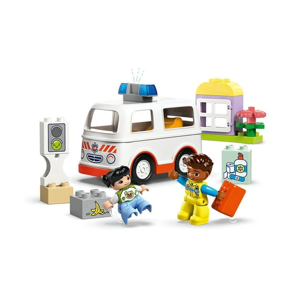 OMZ 10447 Lego Duplo Ambulans ve Sürücü 19 parça +2 yaş Kız Erkek Çocuk Oyuncak Eğitici Oyuncaklar - Resim 3