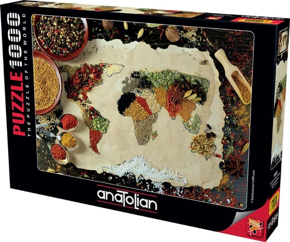 Anatolian 1000 Parça Puzzle Baharatlı Dünya Haritası (Herbal World Map) - Resim 2