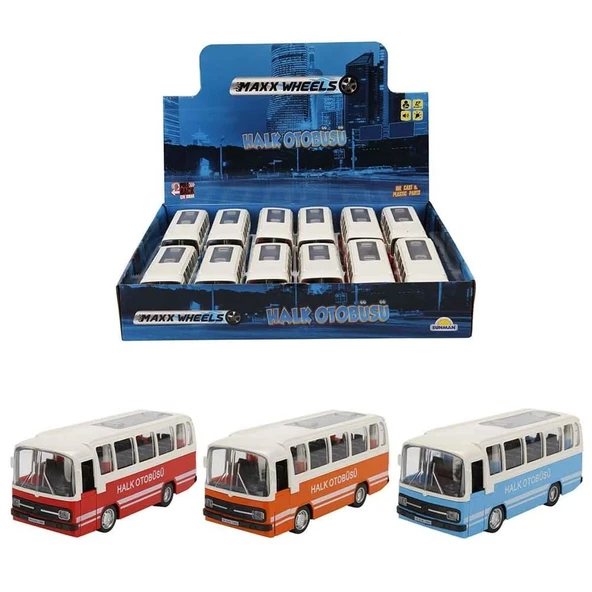 OMZ Maxx Wheels Sesli ve Işıklı Nostaljik Halk Otobüsü 15cm - 83166 - 1adet Fiyatıdır Kız Erkek Çocuk Oy ürün görseli