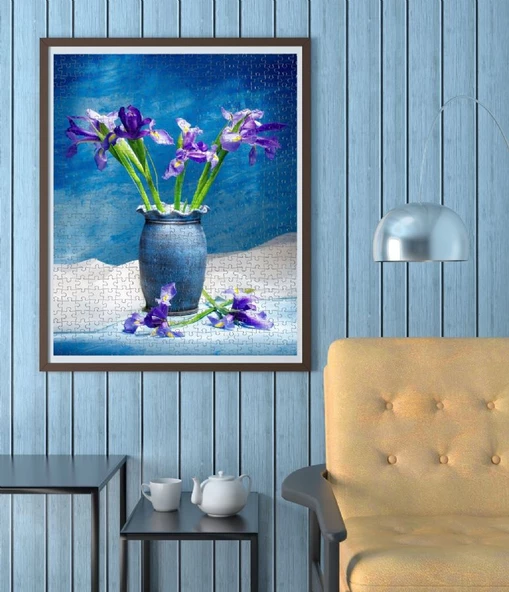 Nova 1000 Parça Vazoda Mavi Süsen (İris) Puzzle - Olga Lyubkin - Resim 4