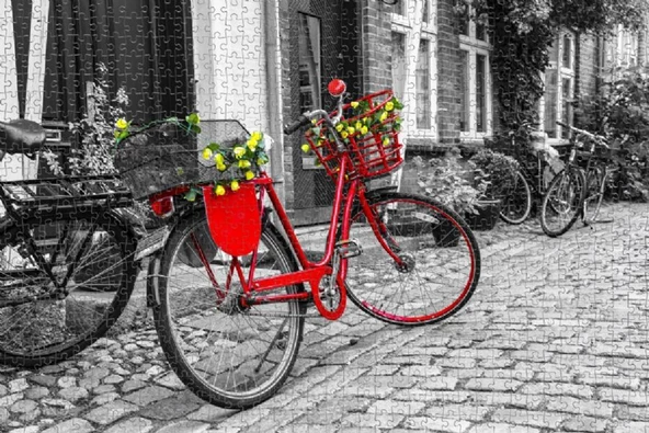 Nova 1000 Parça Kırmızı Bisiklet Puzzle - Slidezero - Resim 3