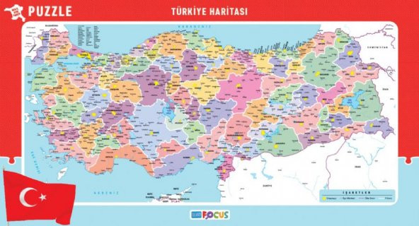 Blue Focus 56x30 cm Büyük Boy Türkiye Haritası Puzzle