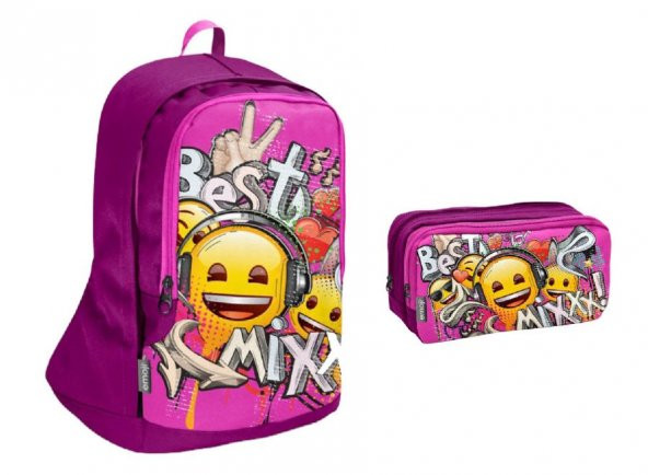 Emoji Best Mix Pembe Kolej ve Lise Okul Çanta Seti - Kız Çocuk