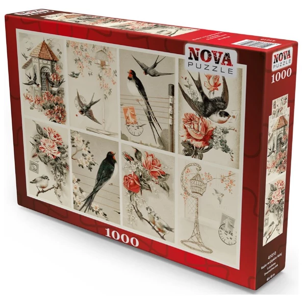 Nova 1000 Parça Kuşlar ve Çiçekler Kolaj Puzzle - Jodielee ürün görseli