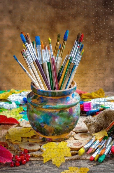 Nova 1000 Parça Boyalarım ve Fırçalarım Puzzle - 41022 - Resim 3