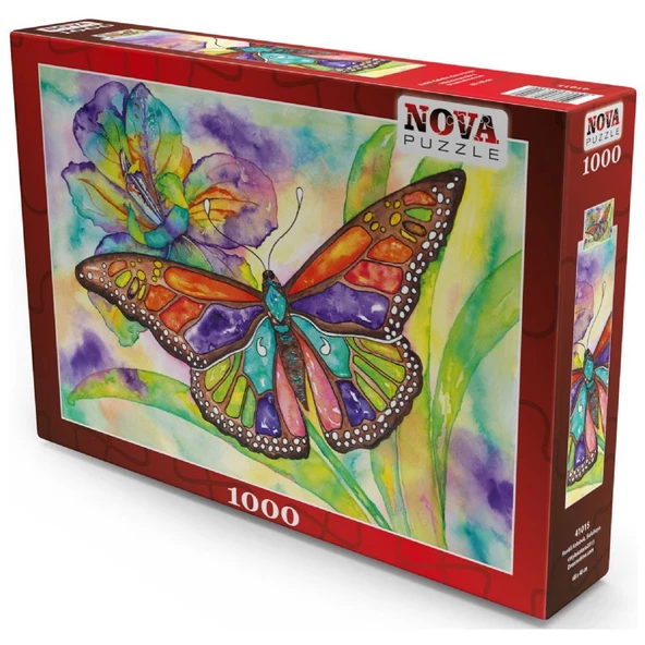 Nova 1000 Parça Renkli Kelebek, Suluboya Puzzle - 41015 - Resim 2